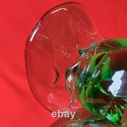 Vintage Murano 6.5 Elephant Manganese Glass / Green / Hand Blown / Large Figure
