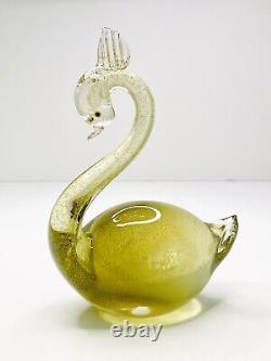 Vintage Murano ALFREDO BARBINI Art Glass Swan Figurine 24k Gold Polveri Sommerso