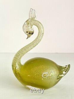 Vintage Murano ALFREDO BARBINI Art Glass Swan Figurine 24k Gold Polveri Sommerso