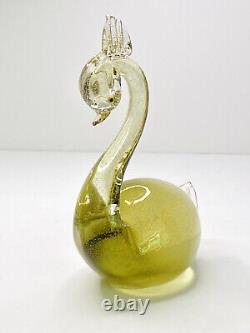 Vintage Murano ALFREDO BARBINI Art Glass Swan Figurine 24k Gold Polveri Sommerso