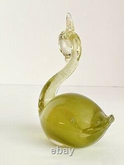 Vintage Murano ALFREDO BARBINI Art Glass Swan Figurine 24k Gold Polveri Sommerso