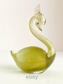 Vintage Murano ALFREDO BARBINI Art Glass Swan Figurine 24k Gold Polveri Sommerso