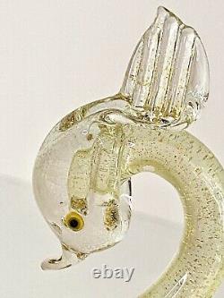 Vintage Murano ALFREDO BARBINI Art Glass Swan Figurine 24k Gold Polveri Sommerso