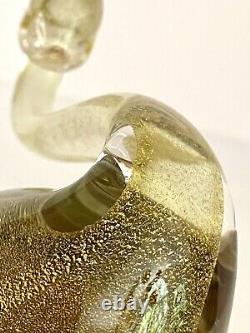 Vintage Murano ALFREDO BARBINI Art Glass Swan Figurine 24k Gold Polveri Sommerso
