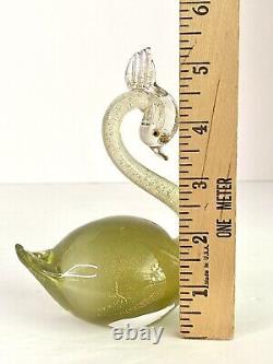 Vintage Murano ALFREDO BARBINI Art Glass Swan Figurine 24k Gold Polveri Sommerso