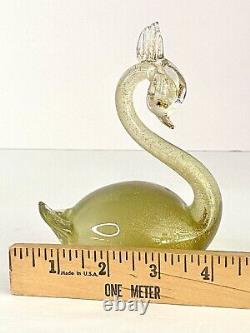 Vintage Murano ALFREDO BARBINI Art Glass Swan Figurine 24k Gold Polveri Sommerso