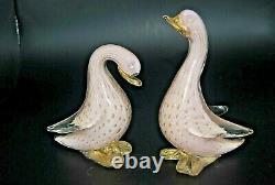 Vintage Murano AVeM label lattimo gold bullicante glass goose bird sculpture #2