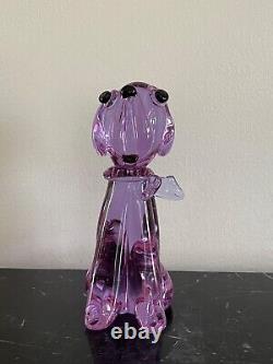 Vintage Murano Alexandrite Hand Blown Glass Amethyst Purple Dog Figurine