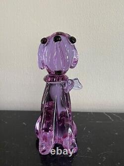 Vintage Murano Alexandrite Hand Blown Glass Amethyst Purple Dog Figurine