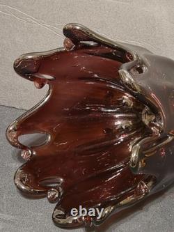 Vintage Murano Art Glass Bowl Hand-blown Purple Amethyst