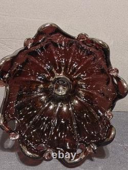 Vintage Murano Art Glass Bowl Hand-blown Purple Amethyst