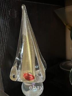 Vintage Murano Art Glass Christmas Tree Gold Aventurine 7.5 Inches Tall