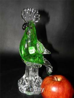 Vintage Murano Art Glass Cockatoo/Bird Green