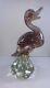 Vintage Murano Art Glass Duck Sculpture 9 3/4 Gold Flecks Hand Blown Glass
