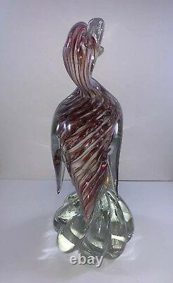 Vintage Murano Art Glass Duck Sculpture 9 3/4 Gold Flecks Hand Blown Glass