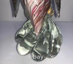 Vintage Murano Art Glass Duck Sculpture 9 3/4 Gold Flecks Hand Blown Glass