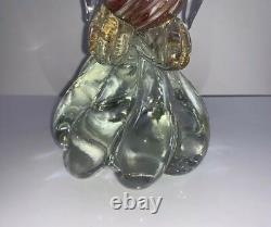 Vintage Murano Art Glass Duck Sculpture 9 3/4 Gold Flecks Hand Blown Glass