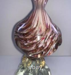 Vintage Murano Art Glass Duck Sculpture 9 3/4 Gold Flecks Hand Blown Glass