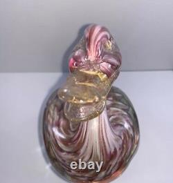 Vintage Murano Art Glass Duck Sculpture 9 3/4 Gold Flecks Hand Blown Glass