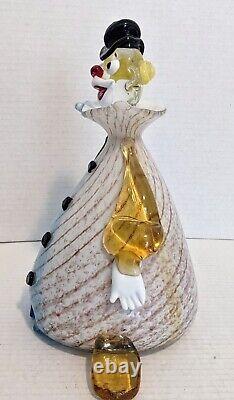 Vintage Murano Art Glass Hand Blown Clown Decanter Large 10'' Bottle! EUC