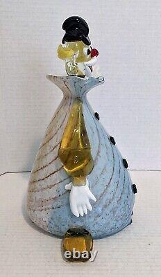 Vintage Murano Art Glass Hand Blown Clown Decanter Large 10'' Bottle! EUC