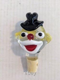 Vintage Murano Art Glass Hand Blown Clown Decanter Large 10'' Bottle! EUC