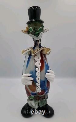 Vintage Murano Art Glass Hand Blown Multicolor 13 1/4 Clown Figurine