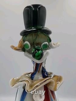 Vintage Murano Art Glass Hand Blown Multicolor 13 1/4 Clown Figurine