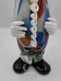 Vintage Murano Art Glass Hand Blown Multicolor 13 1/4 Clown Figurine