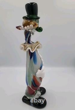 Vintage Murano Art Glass Hand Blown Multicolor 13 1/4 Clown Figurine