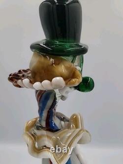 Vintage Murano Art Glass Hand Blown Multicolor 13 1/4 Clown Figurine