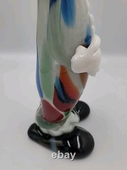 Vintage Murano Art Glass Hand Blown Multicolor 13 1/4 Clown Figurine