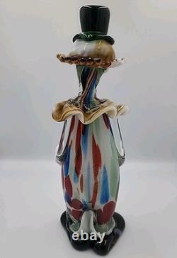 Vintage Murano Art Glass Hand Blown Multicolor 13 1/4 Clown Figurine
