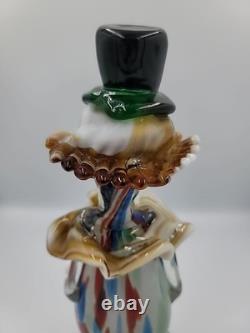 Vintage Murano Art Glass Hand Blown Multicolor 13 1/4 Clown Figurine