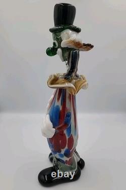 Vintage Murano Art Glass Hand Blown Multicolor 13 1/4 Clown Figurine