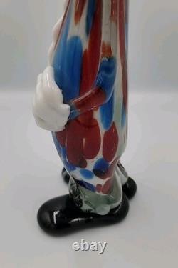 Vintage Murano Art Glass Hand Blown Multicolor 13 1/4 Clown Figurine
