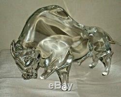 Vintage Murano Art Glass Large Wall Street Bull Sculpture Signed Licio Zanetti