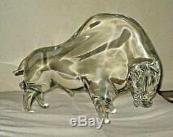 Vintage Murano Art Glass Large Wall Street Bull Sculpture Signed Licio Zanetti