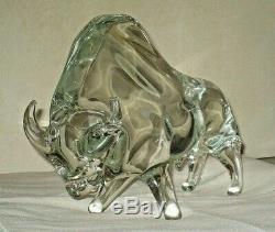 Vintage Murano Art Glass Large Wall Street Bull Sculpture Signed Licio Zanetti