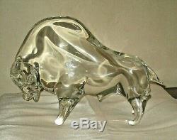 Vintage Murano Art Glass Large Wall Street Bull Sculpture Signed Licio Zanetti