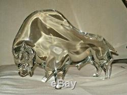 Vintage Murano Art Glass Large Wall Street Bull Sculpture Signed Licio Zanetti