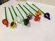 Vintage Murano Art Glass Long Stem Flowers-Blown-8pcs. 12-Collectibles