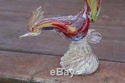 Vintage Murano Art Glass Rooster Or Pheasant, Multicolored, Hand Blown, Italy