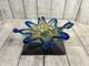 Vintage Murano Art Glass Star Bowl Blue Multicolor Inlay Hand Blown Italy MCM