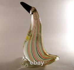 Vintage Murano Art Glass Striped Duck Bird Figurine Sculpture