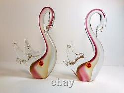 Vintage Murano Art Glass Swan Figurines Ruby Red & 24kt Gold Leaf By Rubelli 9