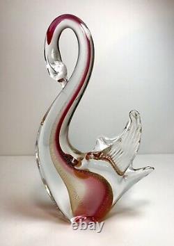 Vintage Murano Art Glass Swan Figurines Ruby Red & 24kt Gold Leaf By Rubelli 9