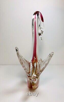 Vintage Murano Art Glass Swan Figurines Ruby Red & 24kt Gold Leaf By Rubelli 9