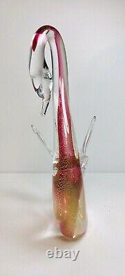 Vintage Murano Art Glass Swan Figurines Ruby Red & 24kt Gold Leaf By Rubelli 9