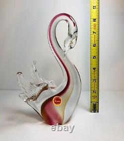 Vintage Murano Art Glass Swan Figurines Ruby Red & 24kt Gold Leaf By Rubelli 9